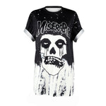 ISTider MISERABLE Skull T-Shirt Unisex Couple Shirt Black White Punk Style Summer Tops Plus Size Halloween T Shirt Women/Men - webtekdev