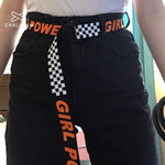 Girl Power Women Belt Fashion Harajuku Double D Ring Buckle 130cm Long Strap Female Letter Printing Canvas Belts For Jeans 123 - webtekdev