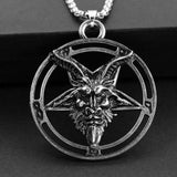 Baphomet Inverted Goat Head Pentagram Pendant Necklace Baphomet LaVeyan LaVey satanic Occult Punk Necklaces For Men - webtekdev