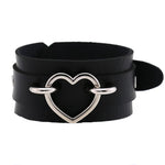 Heart Bracelet Black Leather Wristband Cuff goth gothic punk armbands Fashion bracelets women men emo metal cosplay jewelry - webtekdev