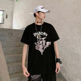 Cute Cartoon Print Couple T-shirts 2020 Summer Woman Man Letter Lovely Harajuku Loose O Neck Basic T Shirt White Black Sport Top - webtekdev