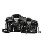 TekiEssica Pu Leather Jacket Shaped Serpentine Rivets Punk Style Mini Flap Handbags Ladies Satchels Women Messenger Shoulder Bag - webtekdev