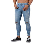 Mens Ripped Jeans Casual Skinny slim Fit Denim Pants Biker Hip Hop Jeans with sexy Holel Skinny Distressed Jeans Denim Pants - webtekdev