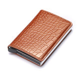 BISI GORO 2020 Credit Card Holder Men And Women Metal RFID Vintage Aluminium Box Crazy Horse PU Leather Fashion Card Wallet - webtekdev