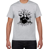 Drums tree funny TShirt men cool Man Drummer loose cotton Vintage Graphic Music Novelty streetwear men t shirt men homme clothes - webtekdev