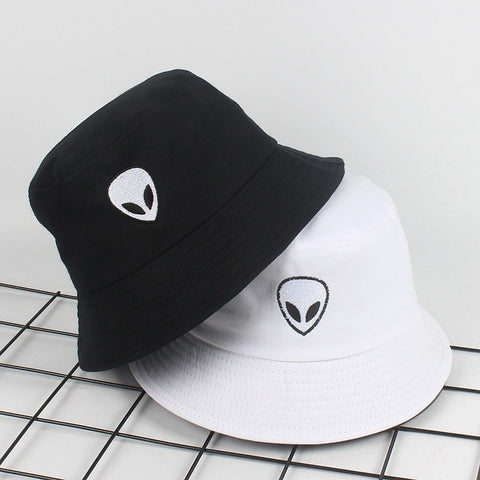 Unisex Embroidered Alien Foldable Bucket Hat Beach Sun Hat Street Headwear Fisherman Outdoor Cap Men and Woman Hat - webtekdev