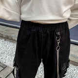 Cool Women Long Chains Cargo Pants 2020 Lady Pockets Belt With Plastic Buckle Sport Ankle-Length Fashion Stretch Waist Trousers - webtekdev
