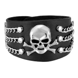 Ayliss 2017 Punk Pu Leather Skull Design Bracelet Wristband Adjustable Size 6.5 To 8 Inches Cool Punk Men's Bracelet Jewelry 1pc (Black) - webtekdev
