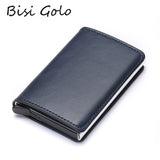 BISI GORO 2020 Credit Card Holder Men And Women Metal RFID Vintage Aluminium Box Crazy Horse PU Leather Fashion Card Wallet - webtekdev