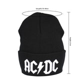 Men Hat ACDC Black Beanie Skullies Winter Women Hats Casual Embroidery Unisex Bonnets Skullcap Baggy Crochet Solid Gorro Ladies - webtekdev
