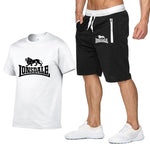 2020 summer men's hot new print T-shirt + shorts casual suit men's sports Lonsdale running explosions casual sportswear sets - webtekdev