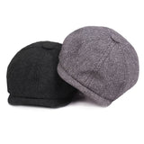 Men Wool Newsboy Caps Grey Herringbone Flat Caps Women Coffee British Gatsby Cap Autumn Winter Woolen Hats Cap #P - webtekdev