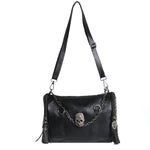 Womens Pu Leather Punk Rock Handbag Satchel Skull Rivet Tassel Shoulder Bag 27×13 ×20cm - webtekdev