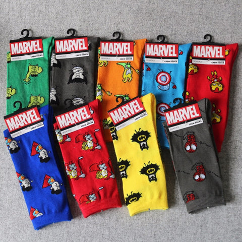 Marvel Comics Hero General Mens Socks cartoon Iron Man Captain America Knee-High Warm Stitching pattern Antiskid Casual Sock - webtekdev