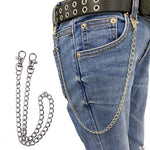 Personality Waist Chain Punk Hip Hop Rock Pants Chain Metal Keychains Key Ring Buckle Men Women Bag Trinket Pendant A9335 (silver two buckles) - webtekdev