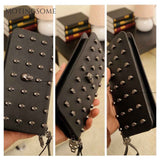 Punk Wallet PU Leather 8 Slots Skull Rock Style Rivet Purses Long Style Id Card Holder Phone Clutch Money Bag Luxury Design 2020 (Black Wallet) - webtekdev