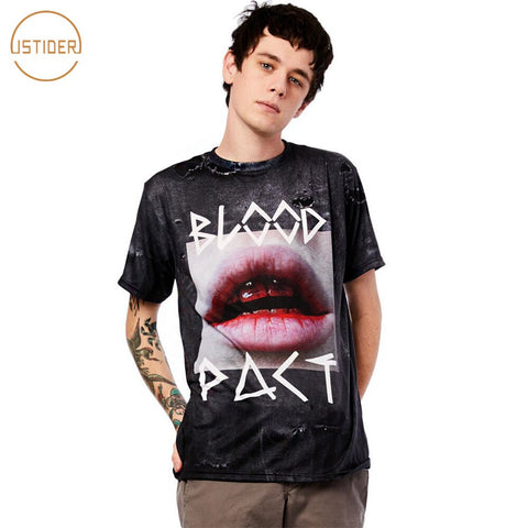 ISTider "Blood Pact" 3D Printed Blood Mouth T Shirts Women/Men Hip Hop Short Sleeve Tshirt Young Boys Girls Punk Style Tee Tops - webtekdev