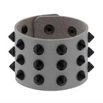 Black Spiked Rivets Stud Wide Cuff Leather Punk Gothic Rock Unisex Bangle Harness Wristband Bracelets for Women Men Emo Jewelry - webtekdev