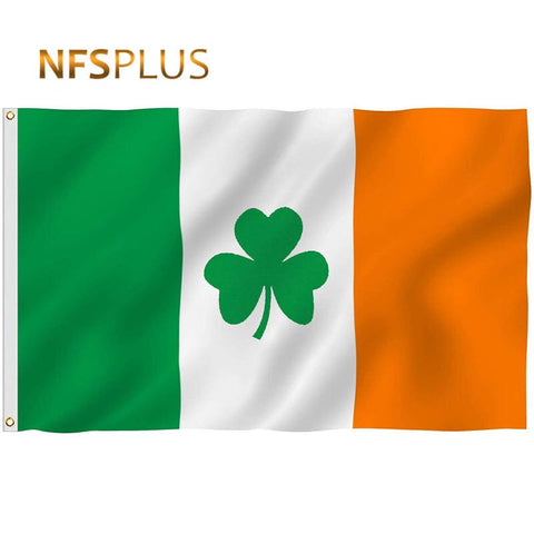 Shamrock Ireland Flag 90x150CM Polyester Green White Orange Printed Home Party Hanging Flying Decorative Irish Flags And Banners - webtekdev