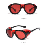 KEITHION Retro Steam punk Sunglasse Men Round Designer Steam Punk PU leather Shields Sunglasses Women Goggles UV400 Gafas de Sol - webtekdev