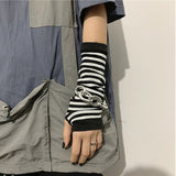 Black Punk Gothic Unisex Fingerless Gloves Cuff Women Men Ninja Sport Outdoor Elbow Length Mittens 2020 Cool Stretch Arm Warmer - webtekdev