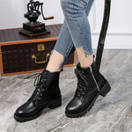 Motorcycle Boots Ladies Vintage Combat Autumn Boots Army Punk Goth Women Boots Women Biker PU Leather Boots - webtekdev