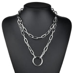 New Chain necklace women/men punk rock circle pendant necklace  Vintage emo grunge Goth jewelry - webtekdev