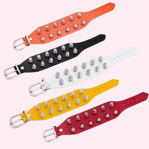 1Pc Punk Leather Bracelet Bangle Rivet Stud Spike Rock Cuff Wristband Exotic for Women Boho Charm Jewelry Wholesale Gift - webtekdev