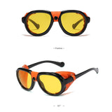 KEITHION Retro Steam punk Sunglasse Men Round Designer Steam Punk PU leather Shields Sunglasses Women Goggles UV400 Gafas de Sol - webtekdev