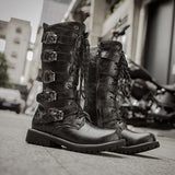 Men's Leather Motorcycle Boots Long riding boots Military Combat Boots Gothic Punk Boots Men Shoes Tactical Army Boot - webtekdev