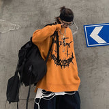 Halloween Punk Unisex Long Sweater 2020 Women Man Cartoon Pumpkin Smile Letter Cool Oversize Plus size Autumn Winten Knit Jumper - webtekdev