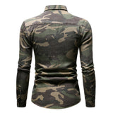 Denim Shirt Men Korean Wash Camouflage Jean Long Sleeve Casual Shirts High Grade Hip Hop Streetwear Sportswear Overalls Outwear - webtekdev