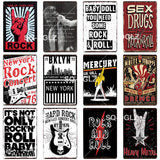 Rock&Roll Metal Sign Plaque Metal Vintage Pub Bar Decor Tin Sign Plate Poster Home Decor Art Painting Wall Sticker - webtekdev