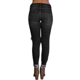LORDXX Woman Black Jean Ripped Casual Knee Holes Stretch Denim Pants Trousers For Women Pencil Skinny Jeans Full Length - webtekdev