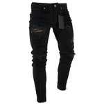 Fashion Men Ripped Skinny Jeans Stretch Destroyed Frayed Slim Fit Denim Pant with Zipper Pencil Pants Trousers Men Clothes - webtekdev