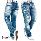 Hemiks Men's Ripped Skinny Distressed Destroyed Slim Fit Stretch Biker Jeans Pants With Holes Men Casual Pants - webtekdev