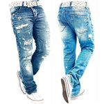 Hemiks Men's Ripped Skinny Distressed Destroyed Slim Fit Stretch Biker Jeans Pants With Holes Men Casual Pants - webtekdev