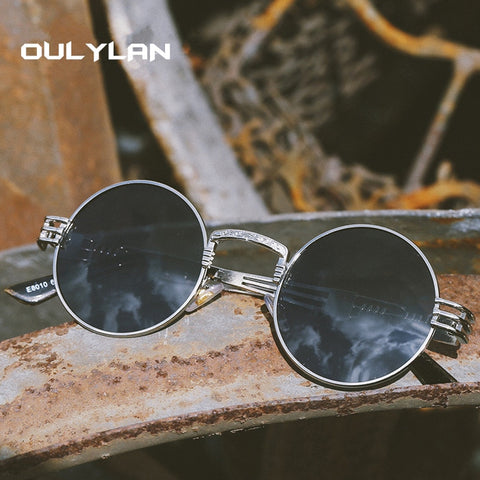 Oulylan Round Metal Steampunk Sunglasses Women Men Fashion Gothic Sun Glasses Luxury Brand Designer High Quality Eyewear UV400 - webtekdev