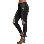 LORDXX Woman Black Jean Ripped Casual Knee Holes Stretch Denim Pants Trousers For Women Pencil Skinny Jeans Full Length - webtekdev