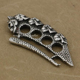 316L Stainless Steel Skulls Knuckle Duster Pendant Mens Biker Style AJ05 Steel Necklace 24inch - webtekdev