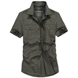 Men's Casual Fashion Military Pure Color Pocket Short Sleeve shirt Top Blouse M-4XL - webtekdev