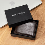 Genuine Leather Wallet Men New Brand Purses for men Black Brown Bifold Wallet Zipper Coin Purse Wallets With Gift Box - webtekdev
