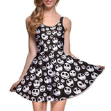 2017 New Design 3D Skull Printed Women Summer Dress S-4XL Size Sleeveless Tank Pleated Dress Casual O-neck Polyester Party Dress - webtekdev