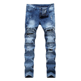 High Quality Causal Mens Skinny Jeans Distressed Ripped Hole Biker Denim Slim Fit Kenn Camouflage Hip Hop Punk Men Jeans - webtekdev