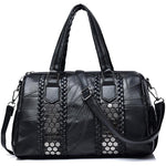 Studded Tassel Handbag Handbag Fashion Ladies Messenger Bag Tote (Black) - webtekdev