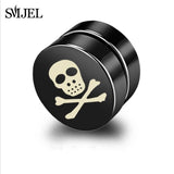 SMJEL Rock Strong Magnet Magnetic Health Care Ear Stud Non Piercing Earrings Skull David Star Tai Chi Earings Jewelry Mens Women - webtekdev