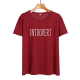 Introvert Book Lovers Nerdy Bookworm Funny Saying Tshirt Summer Women T Shirt Black White Cotton Tops Causal Tee Shirt Femme - webtekdev