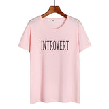 Introvert Book Lovers Nerdy Bookworm Funny Saying Tshirt Summer Women T Shirt Black White Cotton Tops Causal Tee Shirt Femme - webtekdev