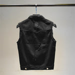 Rivet Hole Black Denim Vest For Women Jeans Veste Femme Casual Sleeveless Jacket Single-breasted Pocket Female Waistcoat White - webtekdev