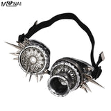Steampunk Gothic Vintage Spikes Gas Mask Goggles Cosplay Props Halloween Costume Rivet Masks with Glasses Accessories Men/Women - webtekdev